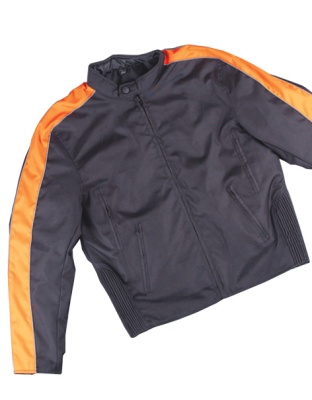 1011-Orange - MENS SCOOTER STYLE TEXTILE JACKET ORANGE SIDE STRIPE