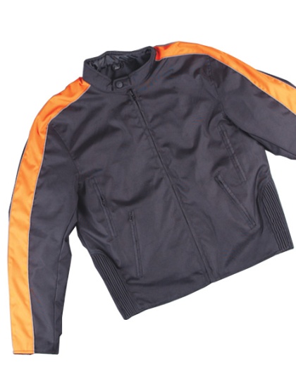 1011-Orange - MENS SCOOTER STYLE TEXTILE JACKET ORANGE SIDE STRIPE