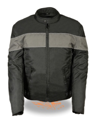 TN1008 - MENS SCOOTER STYLE TEXTILE JACKET GRAY STRIPES