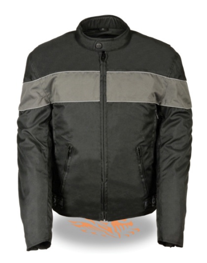 TN1008 - MENS SCOOTER STYLE TEXTILE JACKET GRAY STRIPES