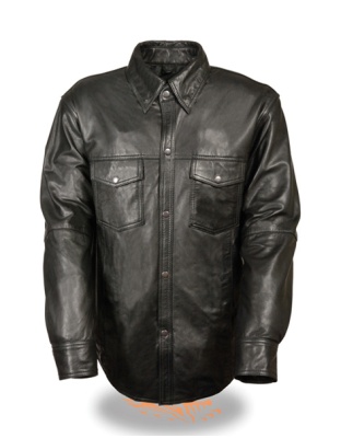 TN982 - MEN’S LIGHTWEIGHT BROWN LEATHER SHIRT GUN POCKET ( Copy )