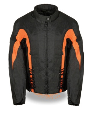 TN1031-ORNG WOMEN TEXTILE JACKET WITH SIDE STRETCH AND LACING