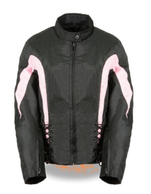 TN1031-PINK WOMEN TEXTILE JACKET WITH SIDE STRETCH AND LACING