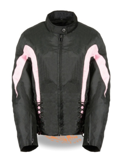 TN1031-PINK WOMEN TEXTILE JACKET WITH SIDE STRETCH AND LACING