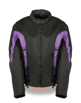 TN1031-PURPLE WOMEN TEXTILE JACKET WITH SIDE STRETCH AND LACING