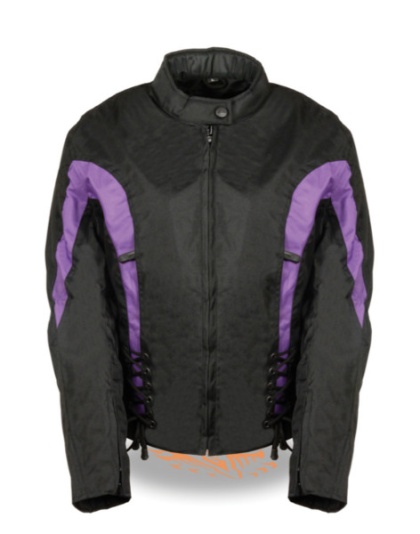 TN1031-PURPLE WOMEN TEXTILE JACKET WITH SIDE STRETCH AND LACING