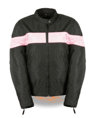 TN1014-PINK WOMEN LIGHTWEIGHT TEXTILE JACKET PINK STRIPE