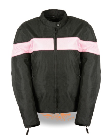 TN1014-PINK WOMEN LIGHTWEIGHT TEXTILE JACKET PINK STRIPE