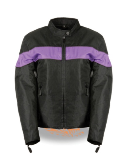 TN1014-PURP WOMEN LIGHTWEIGHT TEXTILE JACKET PURPLE STRIPE