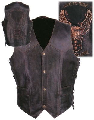 TN1056 - Live To Ride Leather Vest