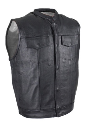 TN1058 - MEN'S LEATHER MOTORCYCLE CLUB VEST WITH BLACK LINER