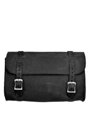 5108 - 2 Straps Black Leather Tools Bag