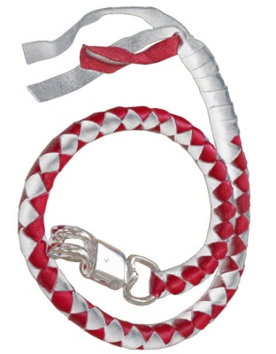 2300REDWHT - Red White Biker Leather Get Back Whip