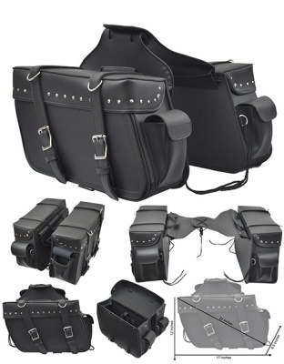 5014STD - LARGE ZIP-OFF PVC THROW OVER STUDDED SADDLE BAG