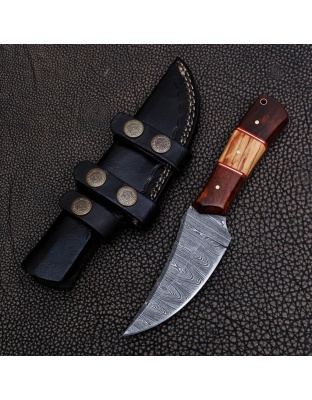 TJ038 - Wood Handle Damascus Knife