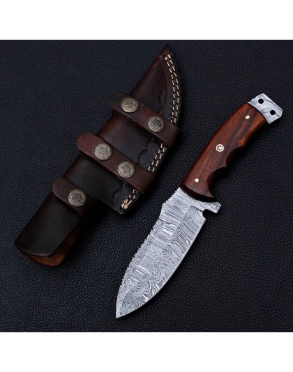 TJ2019 - Wood Handle Damascus Knife