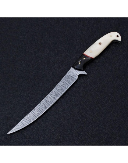 TJ300 - Fillet Bone Wood Handle Damascus Knife