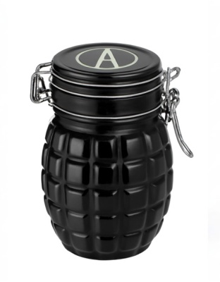 J831 - Grenade Glass Jar Air Tight Container Black