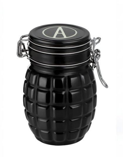 J831 - Grenade Glass Jar Air Tight Container Black
