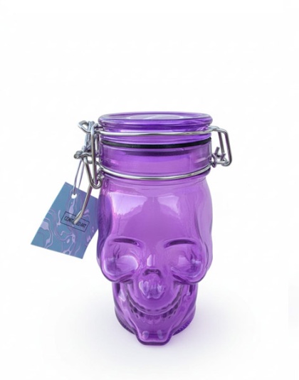 J818 - Skull Glass Jar Air Tight Container Purple