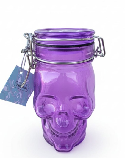 J828 - Skull Glass Jar Air tight Container Purple