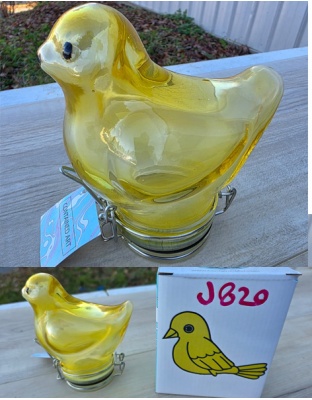 J820 - Bird Glass Jar Air Tight Container Yellow