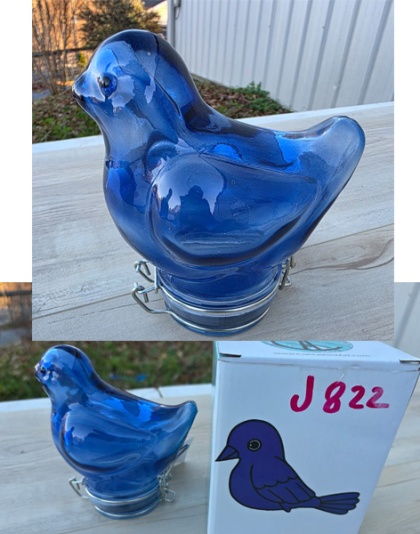 J822 - Bird Glass Jar Air Tight Container Blue