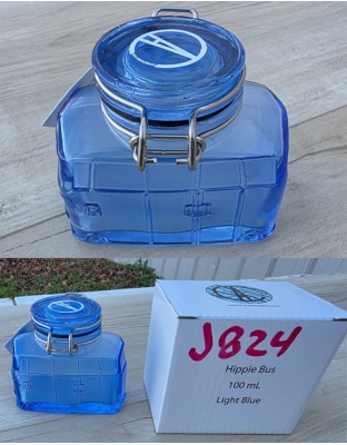 J824 - Hippie Bus Glass Jar Air Tight Container Blue