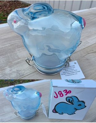 J830 - Bunny Glass Jar Air Tight Container Blue