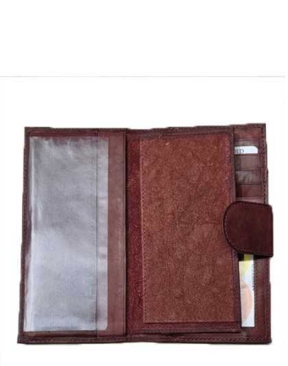 LW151redbrown - Natural Leather Check Book Wallet Red-Brown