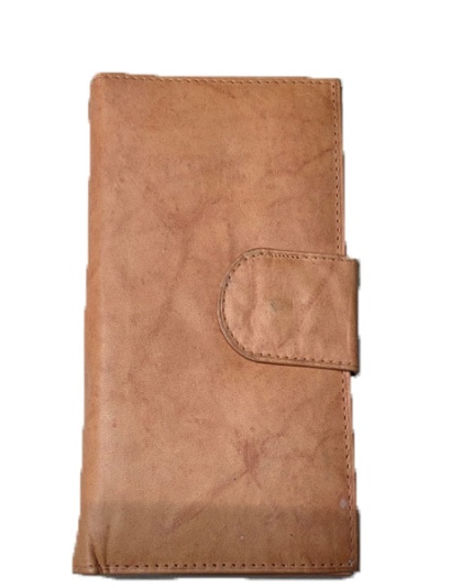 LW151tan - Natural Tan Leather Check Book Wallet