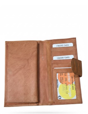 LW151tan - Natural Tan Leather Check Book Wallet