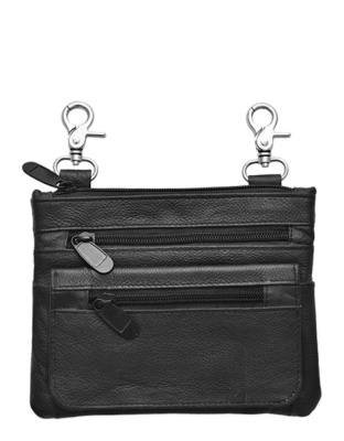 TN3097 - Black Leather Belt Bag Purse