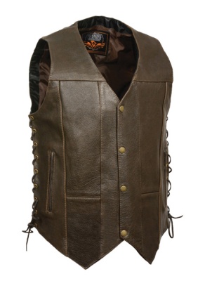 TN1050RT - MEN’S RETRO BROWN 10 POCKET SIDE LACE VEST