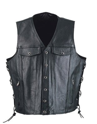 TN1051 - Men's Side Lace Denim Style Leather Vest