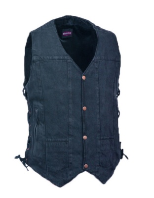 TN1083 - MEN’S 10 POCKET SIDE LACE BLUE DENIM VEST