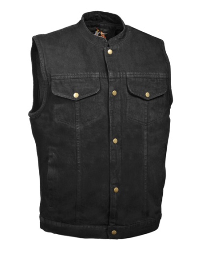 TN1084 - MEN’S SNAP FRONT DENIM CLUB STYLE VEST W/ GUN POCKET