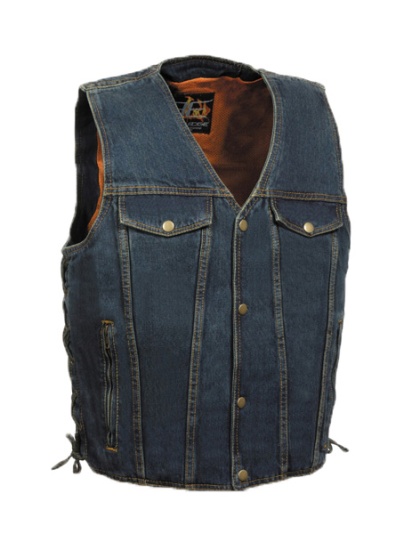 TN1086 - Men's Denim Style Pockets Vest Blue