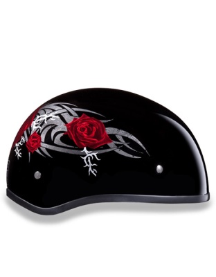 Daytona Skull Cap Helmet Red Rose