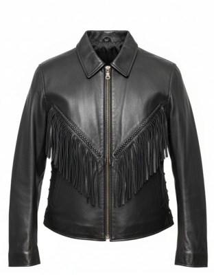 MC675PA - Ladies Leather Fringes Jacket with Plain Arms
