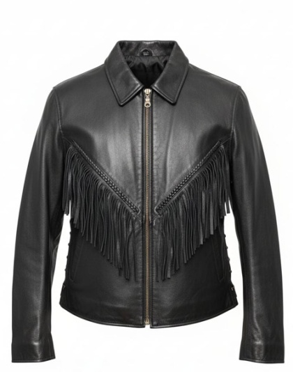 MC675PA - Ladies Leather Fringes Jacket with Plain Arms