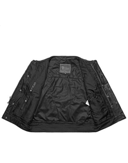 TN1054 - Mens Collarless MC Leather Vest