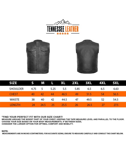 TN1054 - Mens Collarless MC Leather Vest