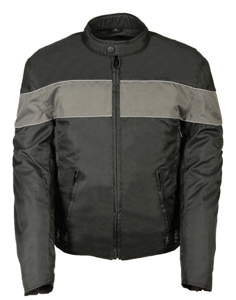 TN1008 - MENS SCOOTER STYLE TEXTILE JACKET GRAY STRIPES