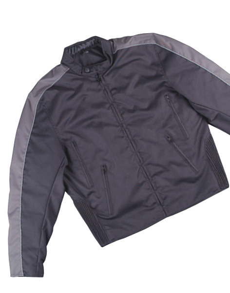 TN1011-GRAY MENS SCOOTER STYLE TEXTILE JACKET GRAY SIDE STRIPES