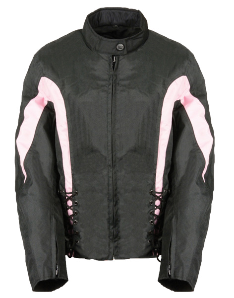 TN1031-PINK WOMEN TEXTILE JACKET WITH SIDE STRETCH AND LACING