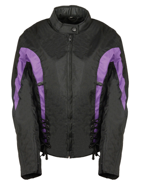 TN1031-PURPLE WOMEN TEXTILE JACKET WITH SIDE STRETCH AND LACING