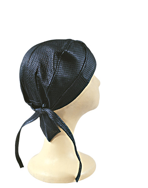 1836 - Leather Vented Black Head Wrap