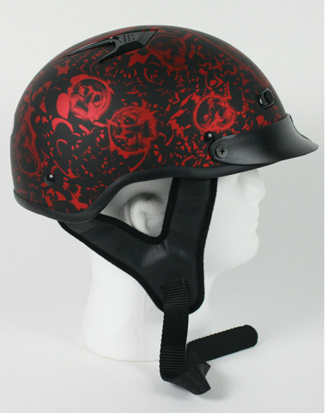 200Vred DOT Vented Flat Red Boneyard Motorcycle Helmet