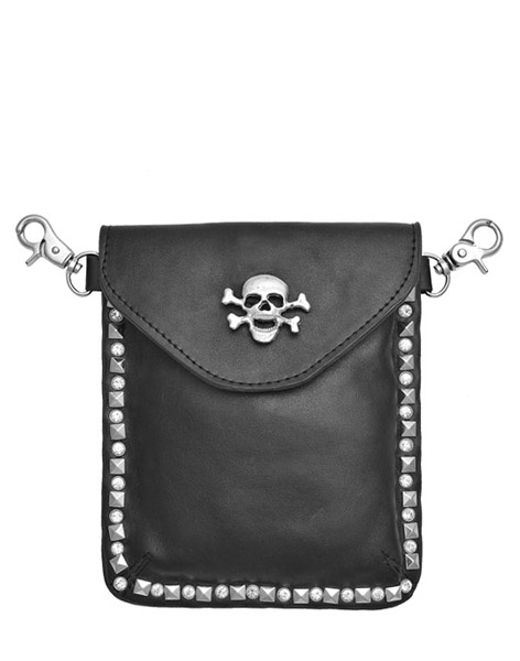 2177 - Studded Skull Bones Belt Bag